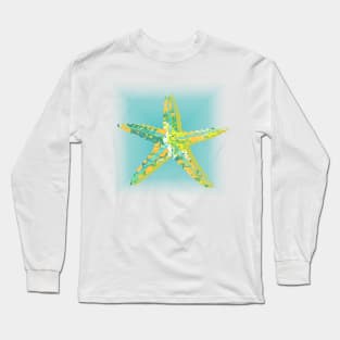 Starfish Marbled Paper Collage Long Sleeve T-Shirt